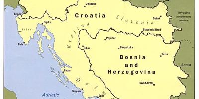 Peta Bosnia dan Herzegovina dan negara-negara sekitarnya