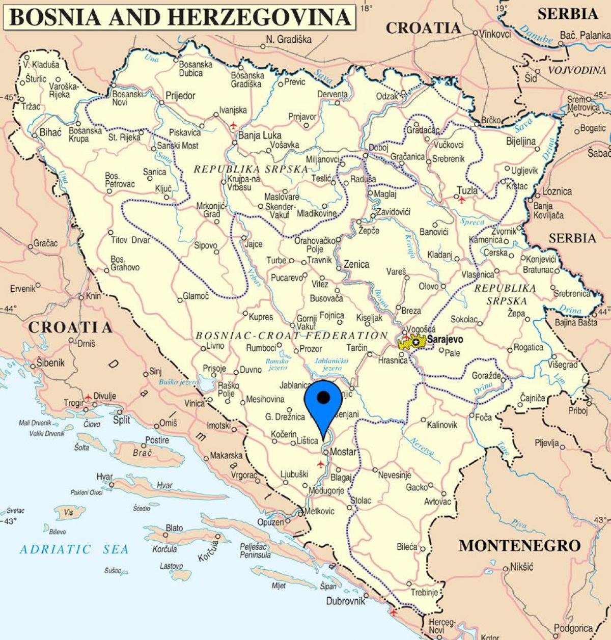peta mostar Bosnia dan Herzegovina